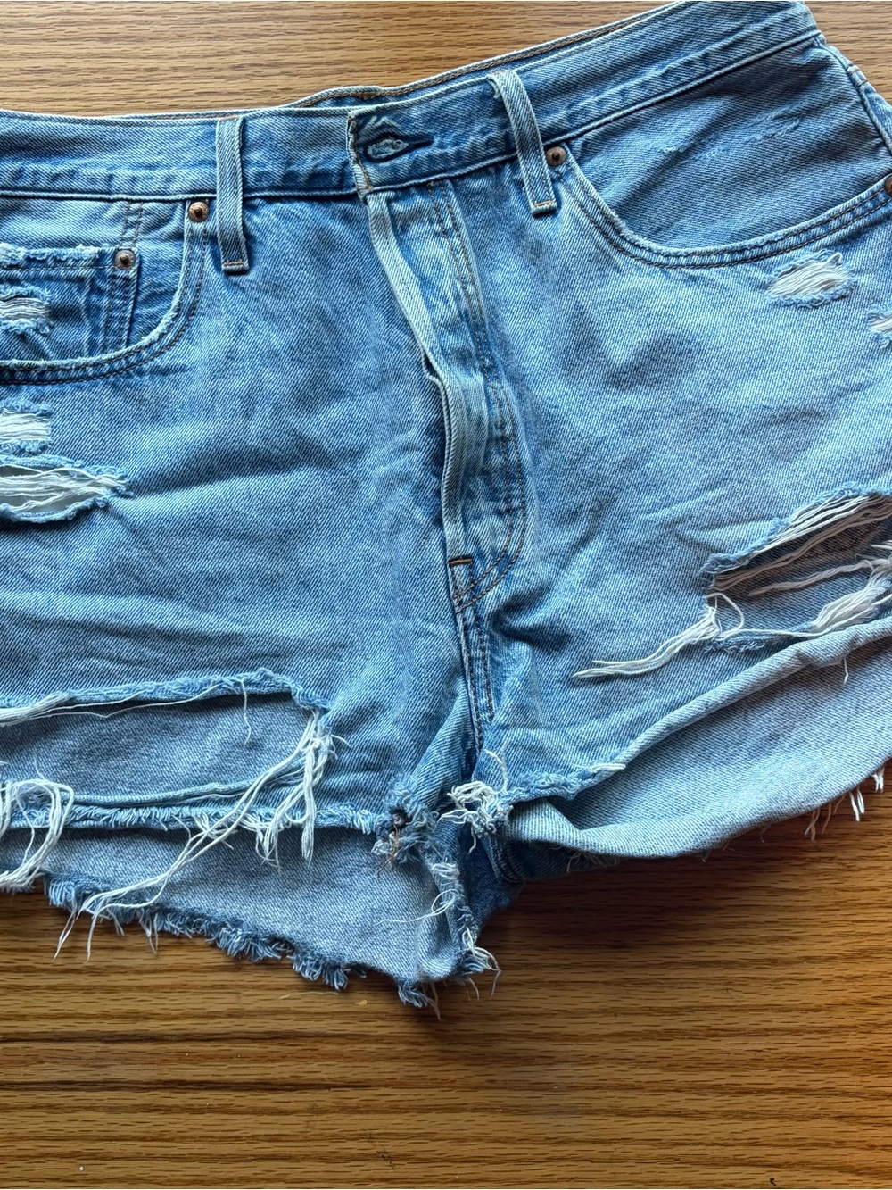 Levi's Light Blue Distressed Cutoff Denim Shorts